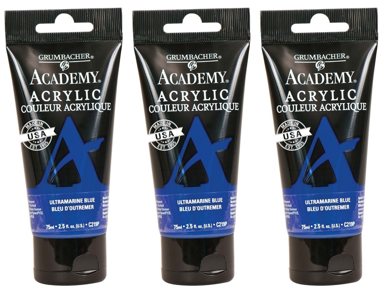 Grumbacher Academy® Acrylic Box of 3 - Blue Color Family, 75ml